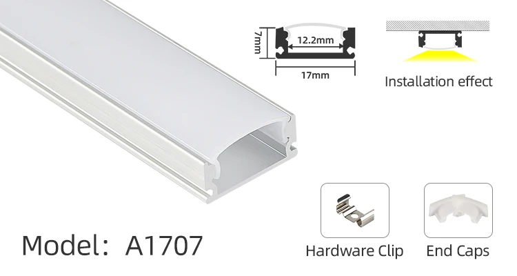 LED-profil SAL1707 17x7 mm med klar diffusor